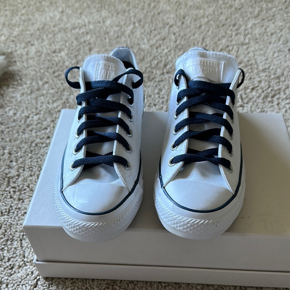 Converse White and Blue Athletic Shoes High-Top Canvas
